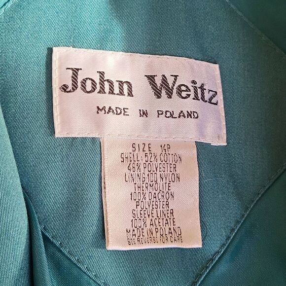 EUC Vintage John Weitz green premium quality Dupont Thermallite warm trenchcoat - Picture 8 of 12